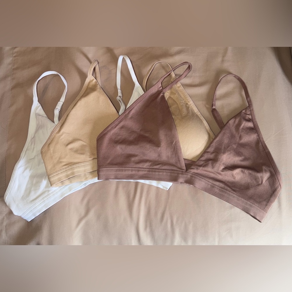 INIBUD Bralette for Women. Seamless V Neck Triangle Adjustable Straps Wireless